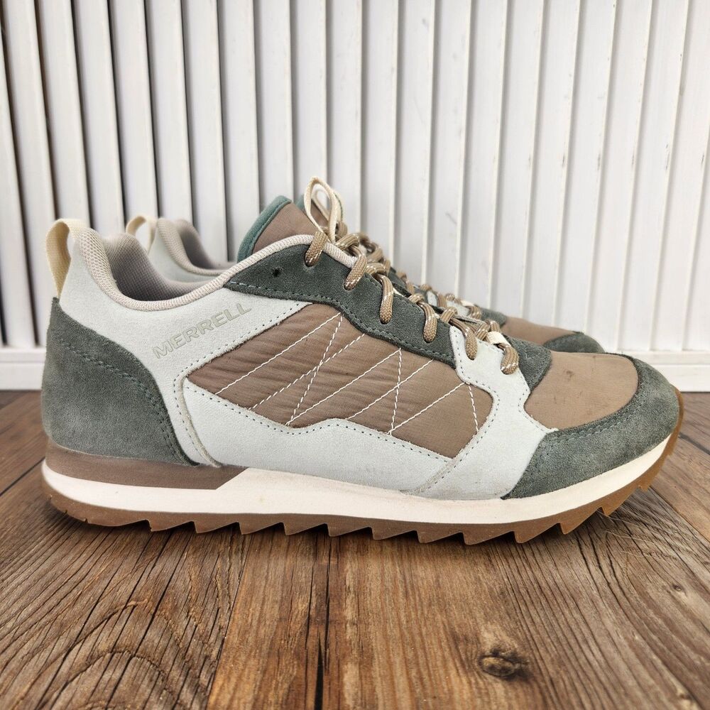 Merrell Alpine Sneakers Womens Sz 10 Green Gray Brown Retro Hiking Shoes J62532